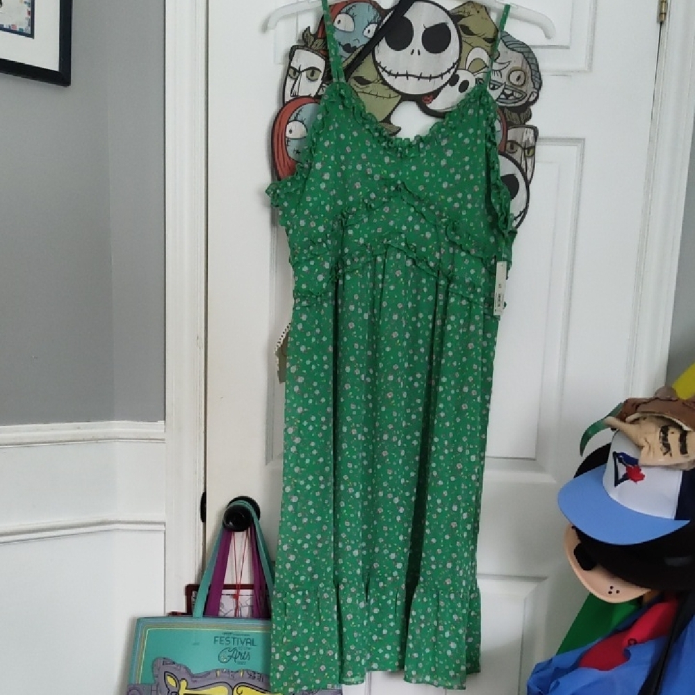 NWT Green Floral Sleeveless Dress